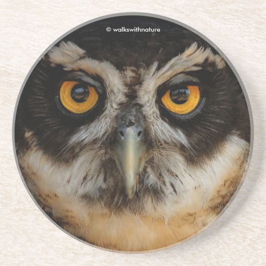 Mesmerizing Golden Eyes of a Spectacled Owl Zandsteen Onderzetter (Voorkant)