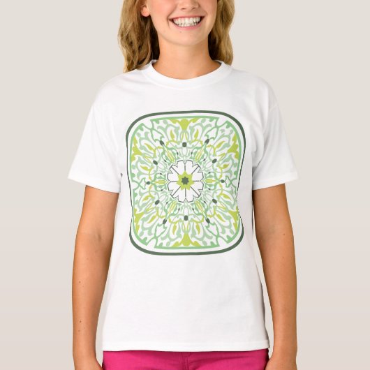 Mesmerizing Green Flowers T-shirt (Voorkant)