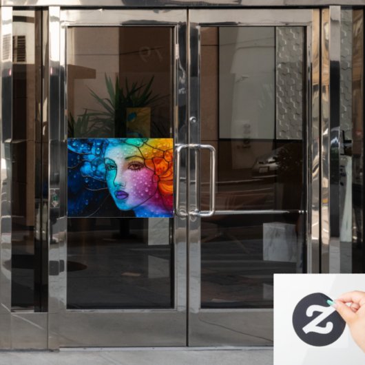 Mesmerizing Lady Face Glas in lood 3D Alcoholinkt Raamsticker (Kantoordeur)