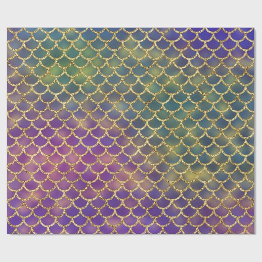 Mesmerizing Mermaid Scales Paars Green Blue Gold Cadeaupapier (Vlak)