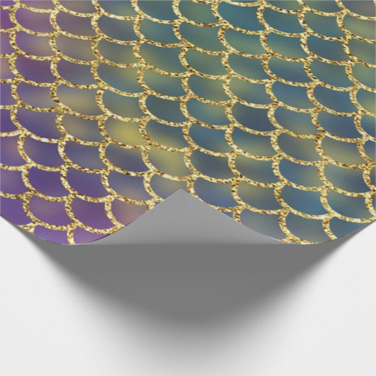 Mesmerizing Mermaid Scales Paars Green Blue Gold Cadeaupapier (Hoek)
