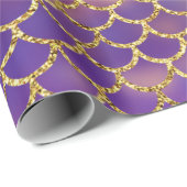 Mesmerizing Mermaid Scales Paars Green Blue Gold Cadeaupapier (Rol Hoek)