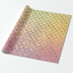 Mesmerizing Mermaid Scales Roze Paars Gold Green Cadeaupapier
