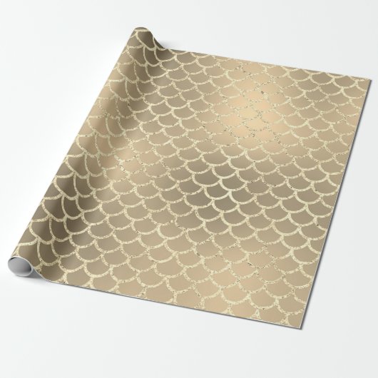Mesmerizing Mermaid Scales Smoky Gold Champagne Cadeaupapier (Uitgerold)