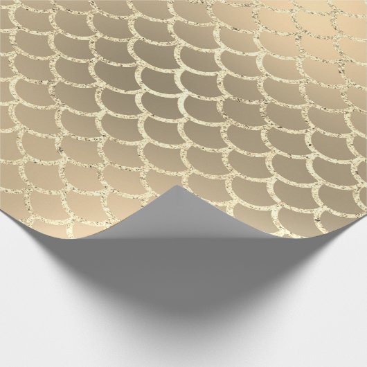 Mesmerizing Mermaid Scales Smoky Gold Champagne Cadeaupapier (Hoek)
