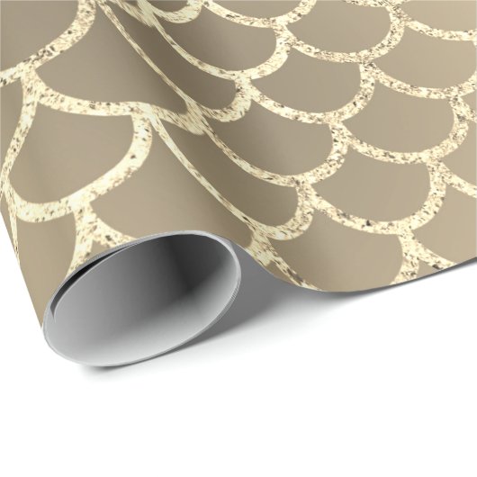 Mesmerizing Mermaid Scales Smoky Gold Champagne Cadeaupapier (Rol Hoek)
