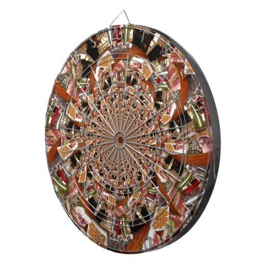 Mesmerizing Mozaïek van Sushi Bruine Kleuren Dartbord (Voorkant Rechts)