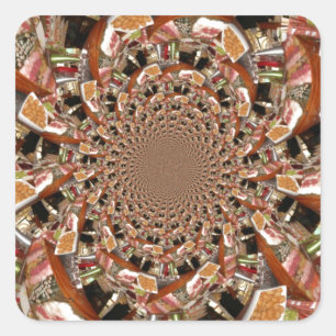 Mesmerizing Mozaïek van Sushi Bruine Kleuren Vierkante Sticker
