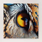 Mesmerizing Owl Eye - Vivid Wildlife Detail Legpuzzel (Horizontaal)