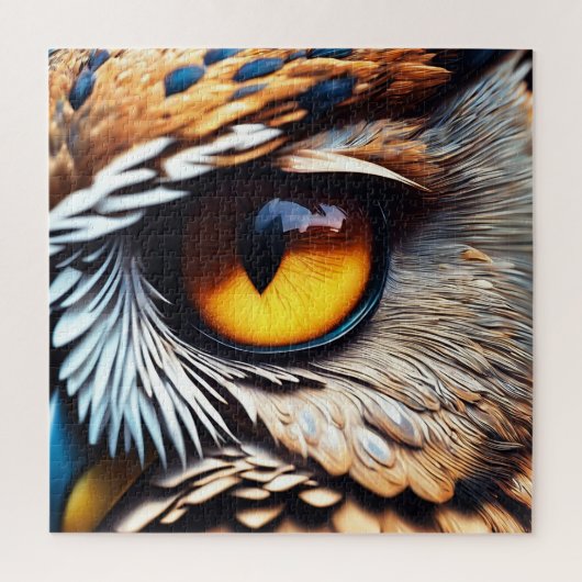 Mesmerizing Owl Eye - Vivid Wildlife Detail Legpuzzel (Verticaal)