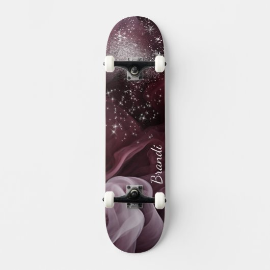 Mesmerizing Purple Stars and Smoke Skateboard (Voorkant)