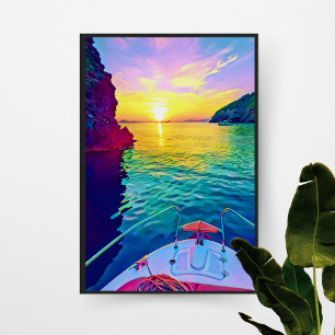 Mesmerizing Sunset Seascape - Frankrijk per boot Perfect Poster