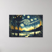Mesmerizing Van Gogh geïnspireerd Night Landscape  Canvas Afdruk (Voorkant)