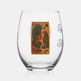 Mesoamerican Emperor Medallion Aztec/Mayan Person Wijnglas Zonder Voet