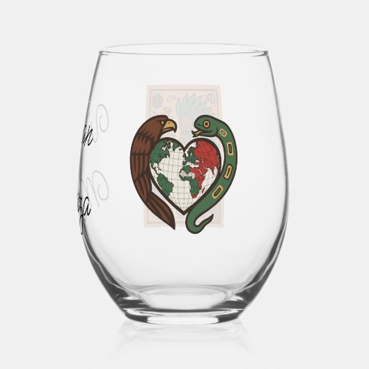 Mesoamerican Emperor Medallion Aztec/Mayan Person Wijnglas Zonder Voet (Achterkant)