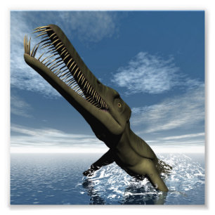 Mesosaurus dinosaur - 3D rendering Foto Afdruk