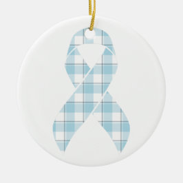Mesothelioma Awareness Plaid Light Blue Ribbon Keramisch Ornament