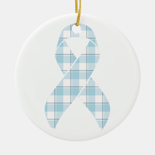 Mesothelioma Awareness Plaid Light Blue Ribbon Keramisch Ornament (Voorkant)