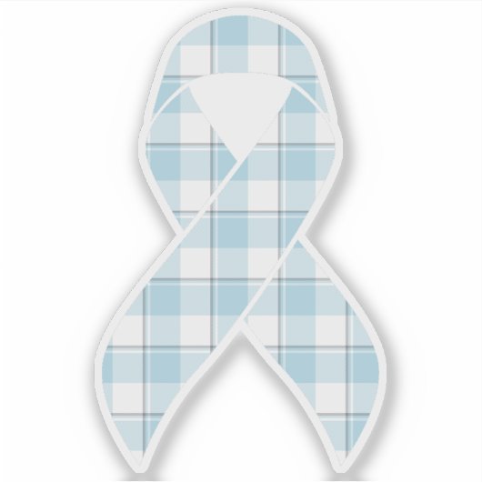 Mesothelioma Awareness Plaid Light Blue Ribbon Sticker (Voorkant)