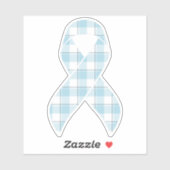 Mesothelioma Awareness Plaid Light Blue Ribbon Sticker (Vel)