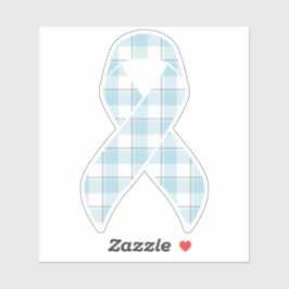Mesothelioma Awareness Plaid Light Blue Ribbon Sticker