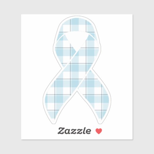Mesothelioma Awareness Plaid Light Blue Ribbon Sticker (Vel)