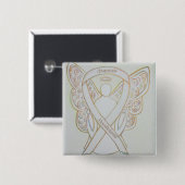 Mesothelioma Awareness Ribbon Angel Button (Voorkant /achterkant)