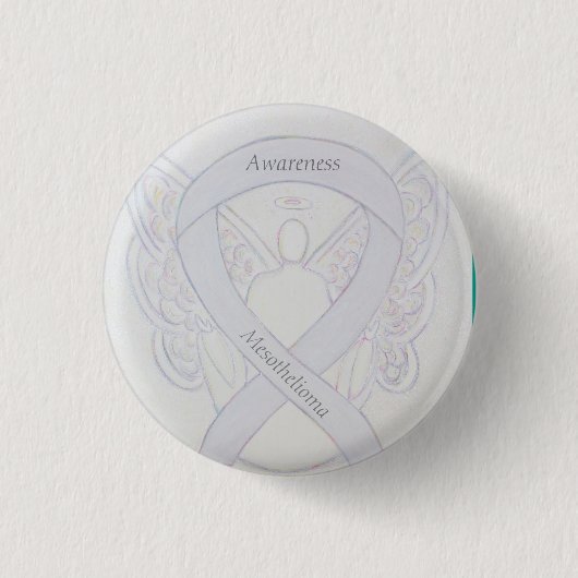 Mesothelioma Awareness Ribbon Angel Button (Voorkant)