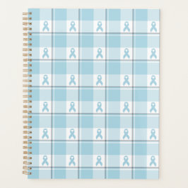 Mesothelioma Cancer Awareness Plaid Light Blue Planner