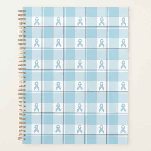 Mesothelioma Cancer Awareness Plaid Light Blue Planner (Voorkant)