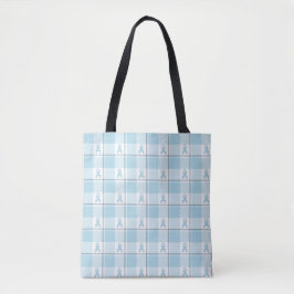 Mesothelioma Cancer Awareness Plaid Light Blue Tote Bag