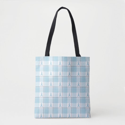 Mesothelioma Cancer Awareness Plaid Light Blue Tote Bag (Voorkant)