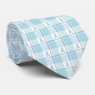 Mesothelioom Awareness Plaid Lichtblauwe Lint Stropdas