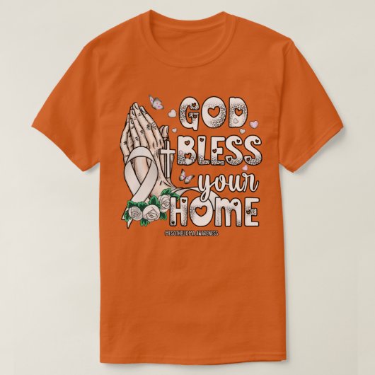 Mesothelioom Bewustzijn God zegene geloof hoop T-shirt (Design voorkant)