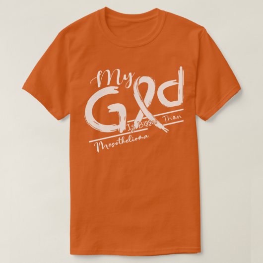 Mesothelioom bewustzijn Mijn God is hierin sterker T-shirt (Design voorkant)