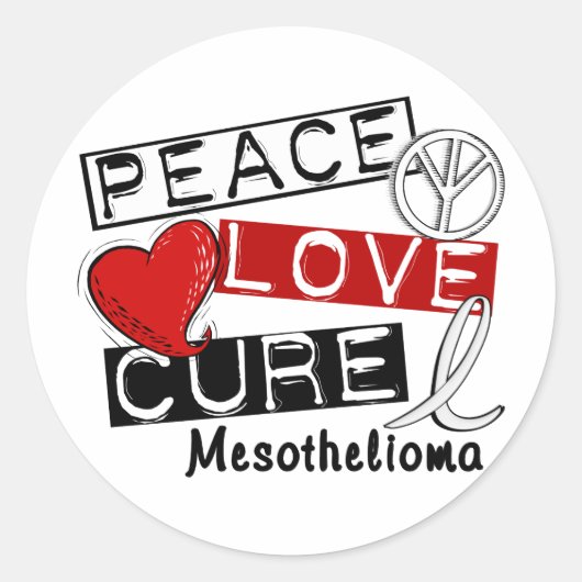 Mesothelioom PEACE LOVE CURE 1 Ronde Sticker (Voorkant)
