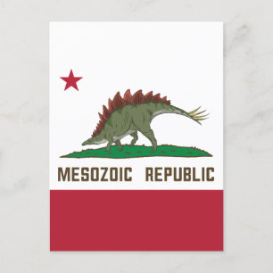 Mesozoic Republic California Flag Stegosaurus Briefkaart