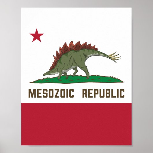 Mesozoic Republic California Flag Stegosaurus Poster (Voorkant)