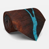 MESQUITE HOUT MET TURQUOISE INLAIRE STROPDAS (Opgerold)