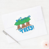 Mess niet met de BOMEN! Ronde Sticker (Envelop)