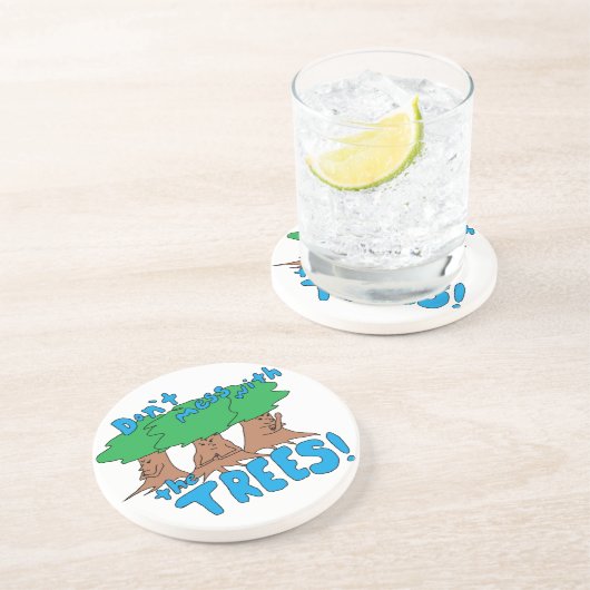 Mess niet met de BOMEN! Zandsteen Onderzetter (Zijkant)