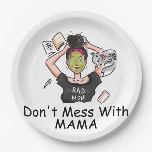 Mess niet met mama. papieren bordje (Voorkant)