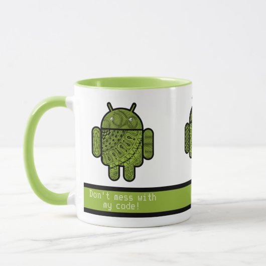 Mess niet met Mijn Code Groene Robots Mok (Links)