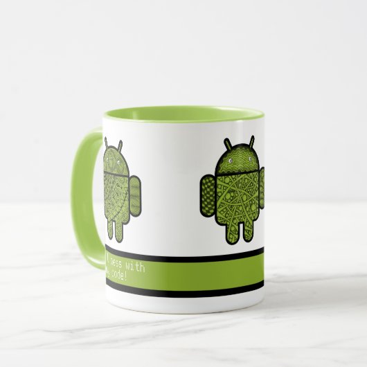 Mess niet met Mijn Code Groene Robots Mok (Voorkant links)