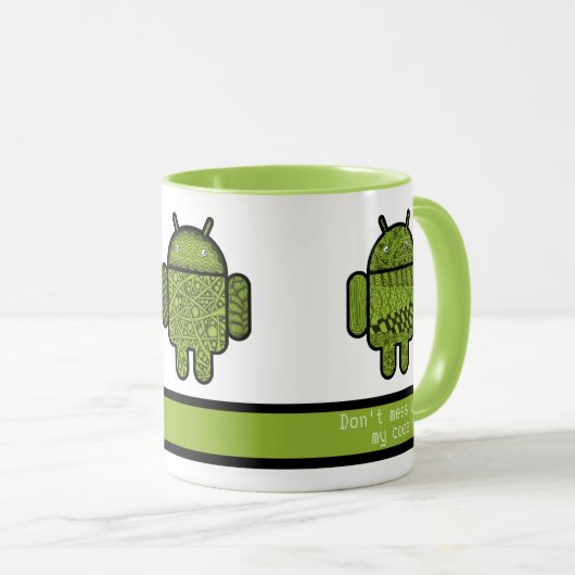 Mess niet met Mijn Code Groene Robots Mok (Voorkant rechts)