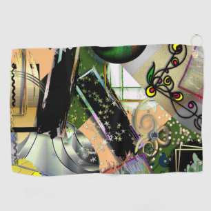 Mess of design objects & symbols with rogh effect golfhanddoek