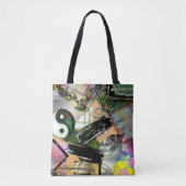 Mess of design objects & symbols with rogh effect tote bag (Voorkant)
