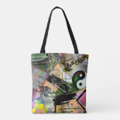 Mess of design objects & symbols with rogh effect tote bag (Achterkant)