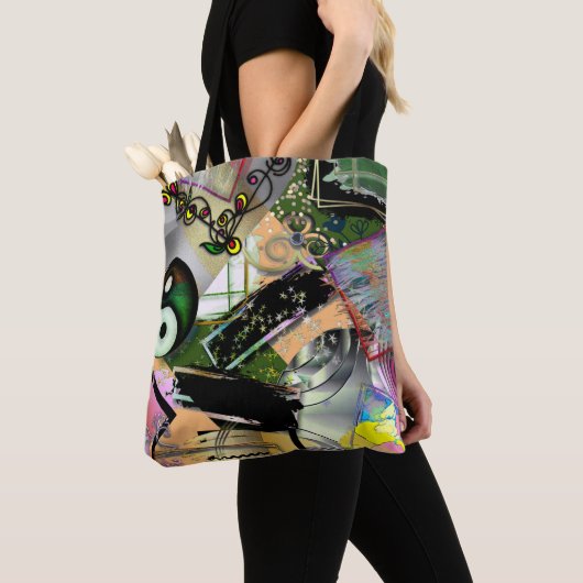 Mess of design objects & symbols with rogh effect tote bag (Dichtbij)