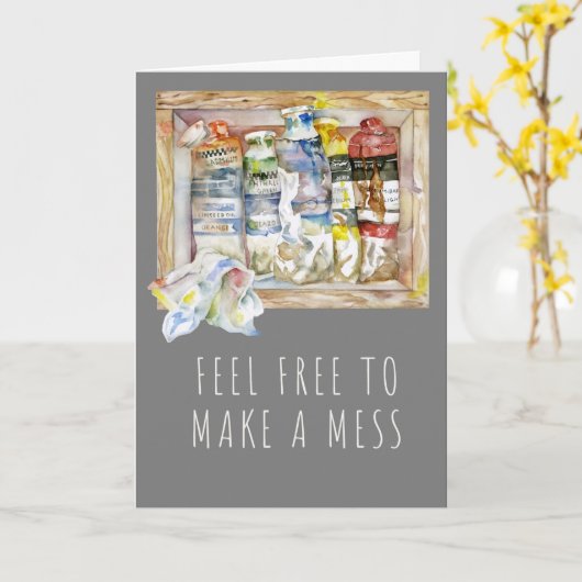 Mess Paint Tubes 5x7 Folded Kaart (Gele Bloem)